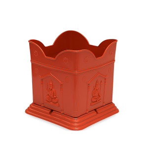 Traditional Square Plastic Pooja Pot with Deity Reliefs